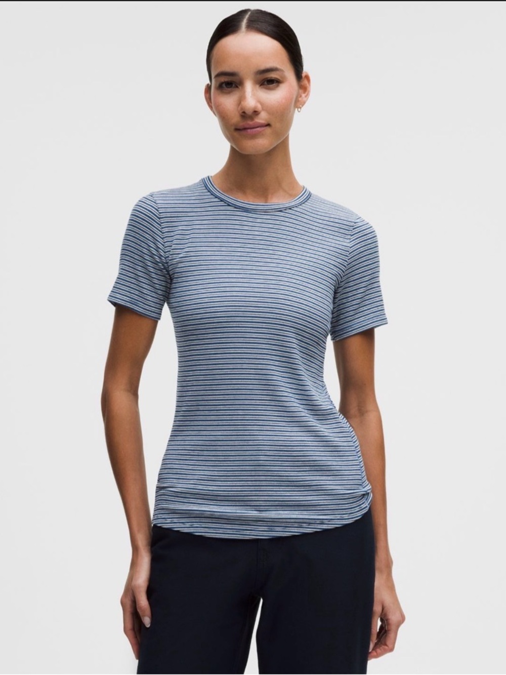 lululemon athletica Navy and White Striped Women’s Top